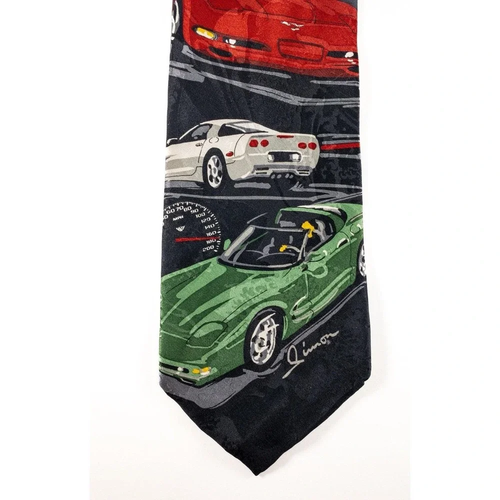Vtg 1994 Ralph Marlin Corvette II Silk Tie Dennis Simon Automotive Chevy C5 C4
